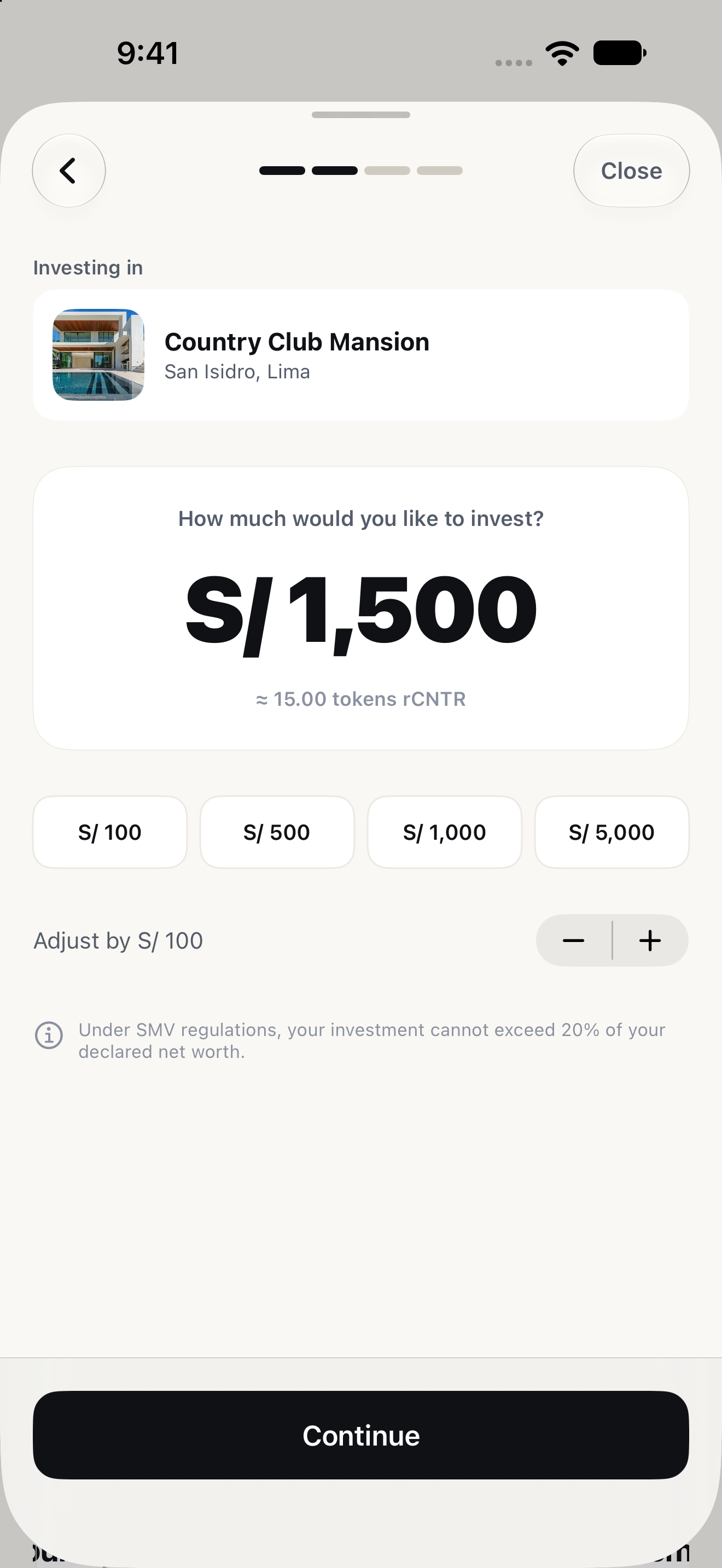 Set the amount