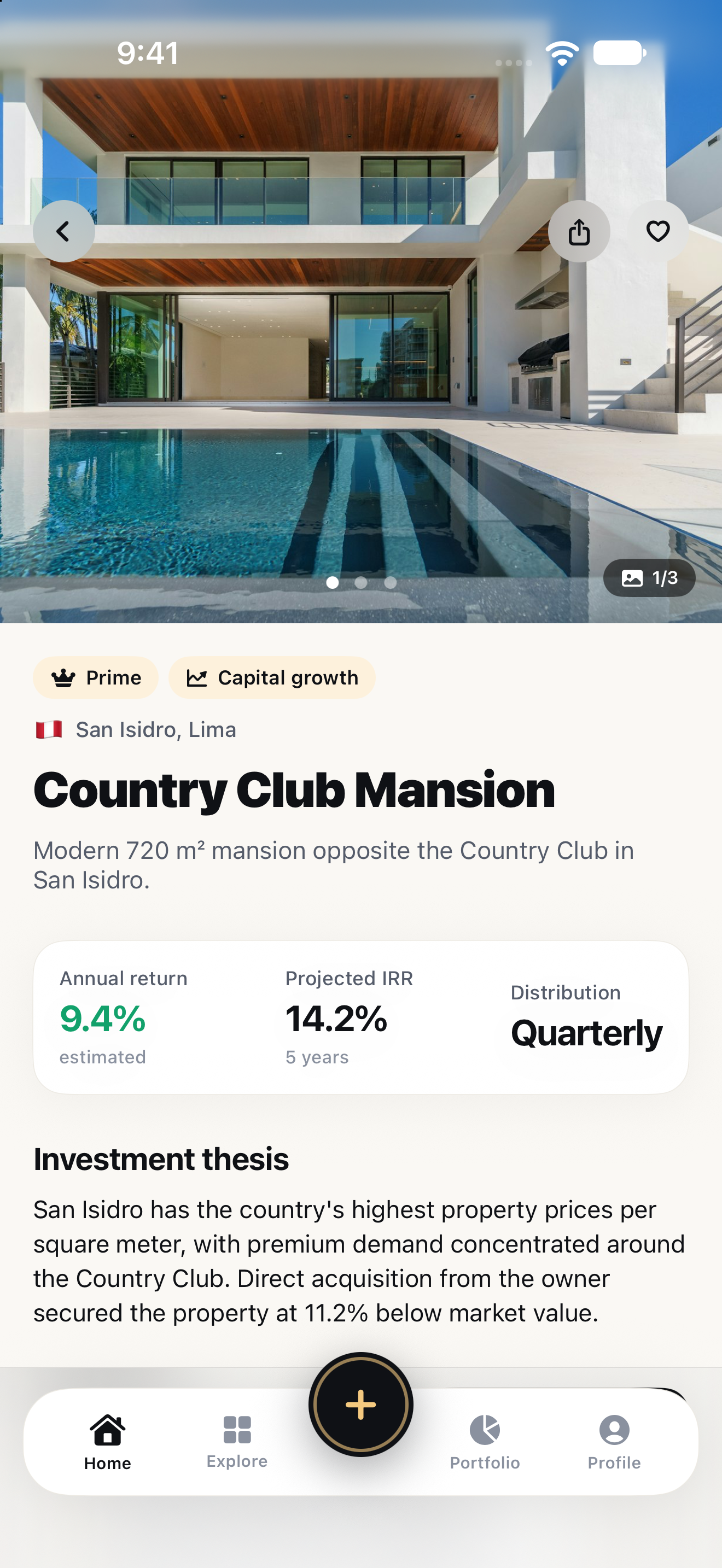Project detail in Real app